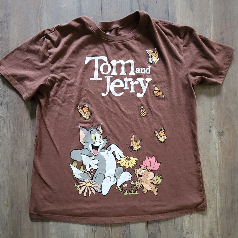 Tom And Jerry Brown T-Shirt Youth Girls L (11-13)
